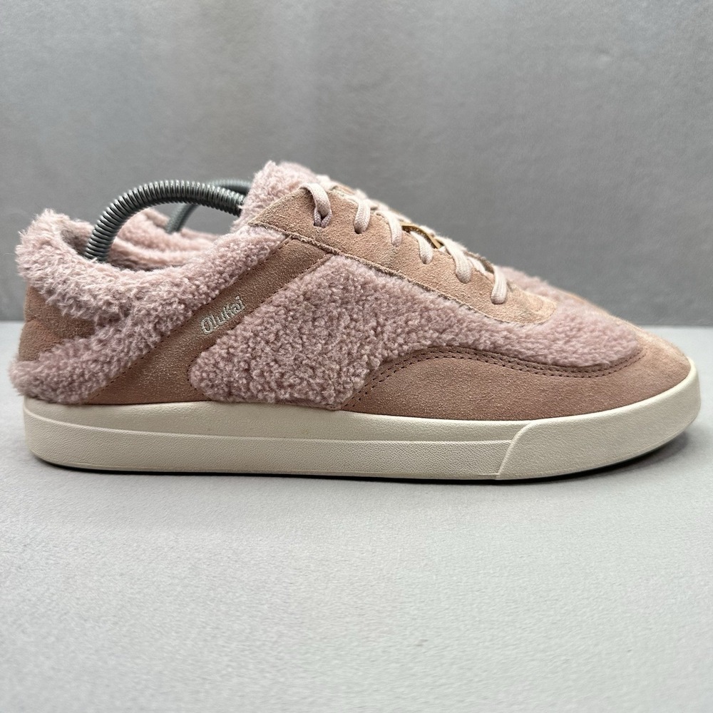 OluKai Kilea Heu Womens Size 11 Shoes Pink Fuzzy Genuine Shearling Sneakers